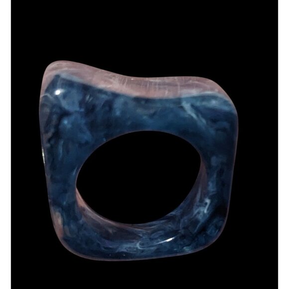 Blue Chunky Abstract Swirl Fashion Ring Size 5 1/2 - Picture 3 of 14